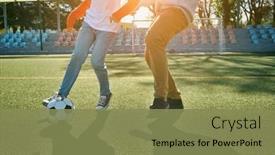  Presentation with dynamic - Slides with father-and-son-play-football background and a violet colored foreground