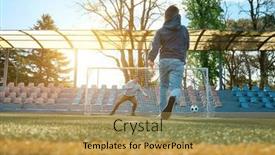  Presentation with dynamic - Slides enhanced with father-and-son-play-football background and a yellow colored foreground