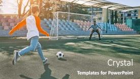  Presentation with dynamic - Presentation theme with father-and-son-play-football background and a gray colored foreground