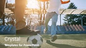  Presentation with dynamic - Slide deck featuring father-and-son-play-football background and a coral colored foreground