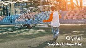 Presentation with dynamic - PPT theme consisting of father-and-son-play-football background and a gray colored foreground