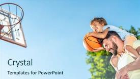  Presentation with basketball - Theme having father and son playing basketball background and a  colored foreground