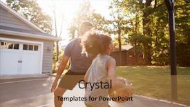  Presentation with silhouette of father and son - Slide deck enhanced with father and son playing basketball background and a  colored foreground