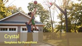  Presentation with basketball - Slides having father and son playing basketball background and a tawny brown colored foreground