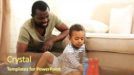  Presentation with father and son - Colorful slide set enhanced with father and son playing bowling backdrop and a tawny brown colored foreground