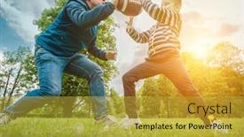  Presentation with weekend - Colorful presentation design enhanced with father-and-son-playing-football backdrop and a gold colored foreground