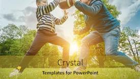  Presentation with father son and looking - Presentation design featuring father-and-son-playing-football background and a yellow colored foreground