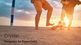  Presentation with dynamic - Slides enhanced with father-and-son-playing-football background and a coral colored foreground