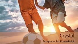  Presentation with dynamic - PPT theme featuring father-and-son-playing-football background and a coral colored foreground