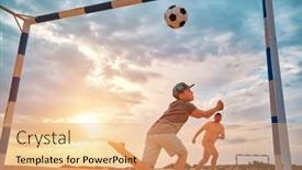  Presentation with dynamic - PPT layouts enhanced with father-and-son-playing-football background and a coral colored foreground