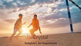  Presentation with dynamic - Presentation consisting of father-and-son-playing-football background and a coral colored foreground