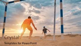  Presentation with dynamic - Presentation consisting of father-and-son-playing-football background and a coral colored foreground