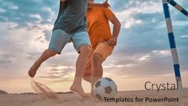  Presentation with dynamic - PPT layouts having father-and-son-playing-football background and a coral colored foreground