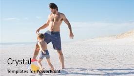  Presentation with beach ball - Cool new theme with father and son playing football backdrop and a soft green colored foreground