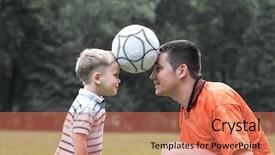  Presentation with father son and looking - Slides having father and son playing football background and a coral colored foreground