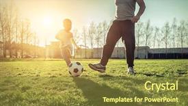  Presentation with green city - Presentation theme enhanced with father and son playing together background and a tawny brown colored foreground