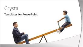  Presentation with seesaw - Amazing slide set having father-and-son-playing backdrop and a white colored foreground