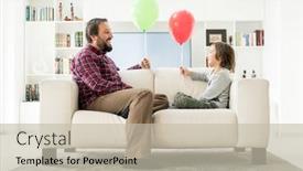  Presentation with balloons - Audience pleasing slide set consisting of father-and-son-playing backdrop and a mint green colored foreground