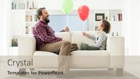  Presentation with silhouette of father and son - Amazing presentation design having father-and-son-playing backdrop and a mint green colored foreground