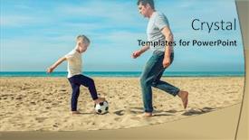  Presentation with sea sun - Cool new slides with father-and-son-playing backdrop and a light blue colored foreground