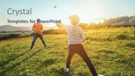  Presentation with family day - Cool new slide set with father-and-son-playing backdrop and a sky blue colored foreground