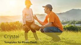  Presentation with family day - Cool new presentation theme with father-and-son-playing backdrop and a gold colored foreground