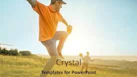  Presentation with family day - Cool new presentation design with father-and-son-playing backdrop and a yellow colored foreground