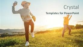  Presentation with family day - Amazing presentation theme having father-and-son-playing backdrop and a sky blue colored foreground