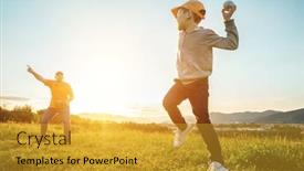  Presentation with family day - Audience pleasing slide deck consisting of father-and-son-playing backdrop and a gold colored foreground