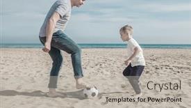  Presentation with sea sun - Colorful presentation theme enhanced with father-and-son-playing backdrop and a light gray colored foreground