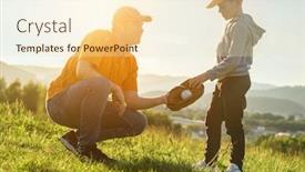  Presentation with family day - Presentation design enhanced with father-and-son-playing background and a lemonade colored foreground