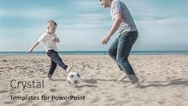  Presentation with sea sun - Presentation theme featuring father-and-son-playing background and a light gray colored foreground