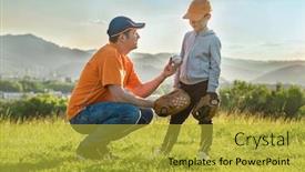  Presentation with family day - Amazing slides having father-and-son-playing backdrop and a gold colored foreground