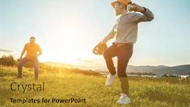  Presentation with father and son - Cool new presentation with father-and-son-playing backdrop and a gold colored foreground