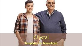  Presentation with father - Presentation theme with father-and-son-posing background and a coral colored foreground