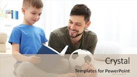  Presentation with father - Theme enhanced with father and son reading book background and a  colored foreground
