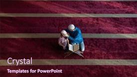  Presentation with quran - Slides having father-and-son-reading-holly background and a wine colored foreground