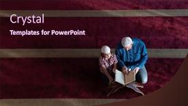  Presentation with quran - Presentation design enhanced with father-and-son-reading-holly background and a wine colored foreground