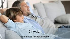  Presentation with relaxing - Slide set featuring father and son relaxing background and a light blue colored foreground