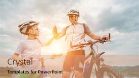  Presentation with cycling - Presentation featuring father-and-son-ride-cycling background and a coral colored foreground