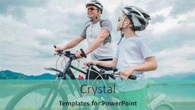  Presentation with cycling - Slide deck consisting of father-and-son-ride-cycling background and a seafoam green colored foreground