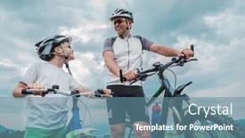  Presentation with cycling - Theme featuring father-and-son-ride-cycling background and a seafoam green colored foreground