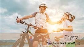  Presentation with cycling - Slides having father-and-son-ride-cycling background and a coral colored foreground