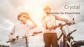  Presentation with cycling - PPT layouts enhanced with father-and-son-ride-cycling background and a lemonade colored foreground