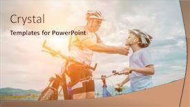  Presentation with cycling - Cool new slide deck with father-and-son-ride-cycling backdrop and a lemonade colored foreground