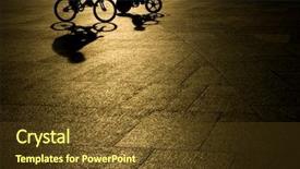  Presentation with bicycle - Audience pleasing PPT theme consisting of father and son riding bicycle backdrop and a tawny brown colored foreground