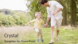  Presentation with father son hands - Presentation having running on path holding hands background and a soft green colored foreground