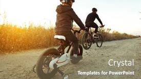  Presentation with pathway - Colorful slides enhanced with riding bicycles through the pathway backdrop and a coral colored foreground