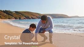  Presentation with seaweed - Amazing theme having father-and-son-walking-along backdrop and a coral colored foreground