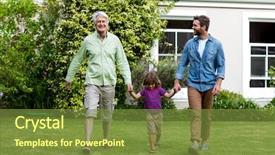  Presentation with father son hands - PPT theme enhanced with father and son walking while background and a tawny brown colored foreground